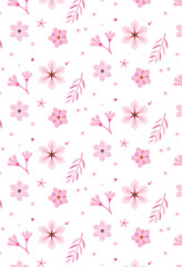 A pink floral all over print seamless repeated pattern artwork