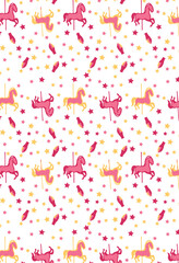 Carousel horse kids pink seamless repeated Pattern vector graphic artwork summer spring print