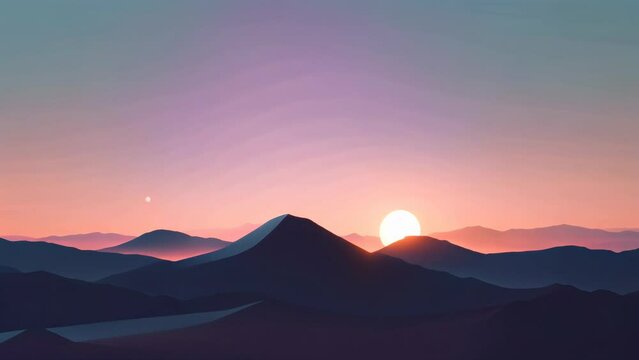 Sunrise over minimalist desert landscape
