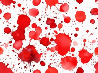 red color splashes blood splatter ink blots on white background grunge textured background 