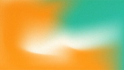 Orange mint green white color wavy gradient rough abstract background shine bright light and glow template empty space , grainy noise grungy texture