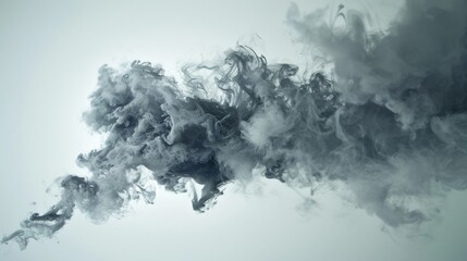 A swirling pattern of smoke creating abstract shapes against a plain white background.