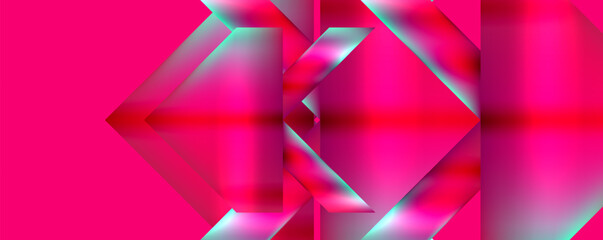 Vibrant pink and electric blue geometric pattern on a pink background, featuring triangles in shades of purple, violet, magenta, and tints and shades