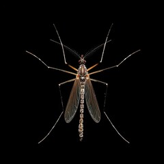 a Uniform maansonia mosquito on dark Background, top view, 