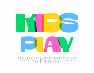 Vector creative poster Kids Play with Watercolor Font. Funky Alphabet Letters and Number set