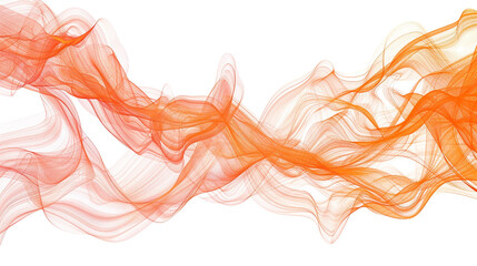 A dynamic abstract line art in fiery orange, capturing the intensity and movement of ocean currents, isolated on a white background.