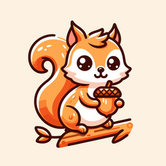 Fototapeta premium Smiling squirrel with a nut in its paws.