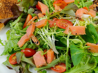 salade de saumon fumé, en gros plan, dans une assiette - 784982605