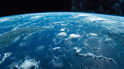 Earth Globe: A photo of the Earth from space, showcasing its stunning blue oceans and white clouds - obrazy, fototapety, plakaty