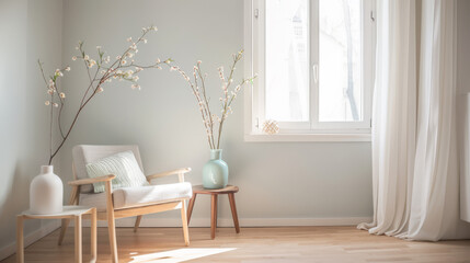 Inviting and comfortable room composition bathed with natural light.
