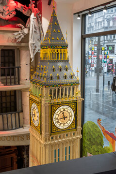 London, UK - March 22, 2024 :  The LEGO Store, Leicester Square, London. The LEGO Group is a Danish construction toy production company based in Billund, Denmark.