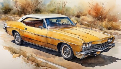 Fototapeta premium Watercolor Car