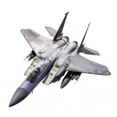 Naklejka premium A fighter jet soars with intricate detail, highlighting military power and aerial agility.