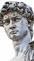 Obraz premium Ancient classical marble gypsum stoic, roman, greek bust, busts head sculpture against a colored background representing historical figures 