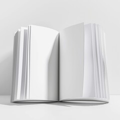 An open book with blank pages presented in a minimalist style symbolizing potential, creativity, and opportunity. - obrazy, fototapety, plakaty