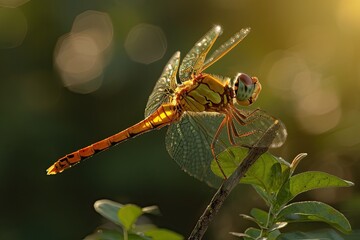 Dragonfly, calmness, Full body shot View, Golden Ratio, Ultra Detailed, Golden Hour, Wild Photography, 