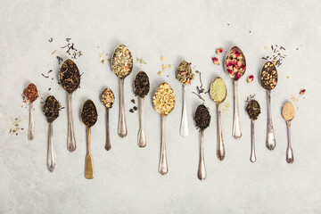 Vintage Spoons with Assorted Teas