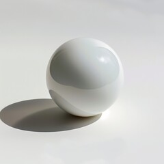 A single white sphere with a soft shadow, centered on a light background, symbolizing simplicity and purity.