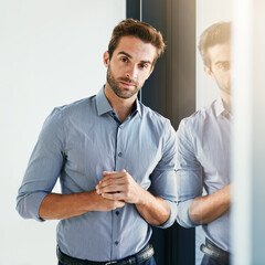 Portrait, business and serious man in office for professional corporate career in project...