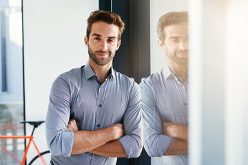 Portrait, business and confident man in office for professional corporate career in project...