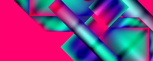 Vibrant computer generated image featuring a colorful geometric pattern on a pink background colors include azure, purple, violet, magenta, and electric blue shades