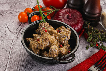 Beef liver with cream sauce