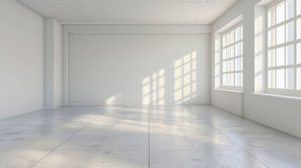 Empty Room with Bare Walls and Sunlight Through Windows