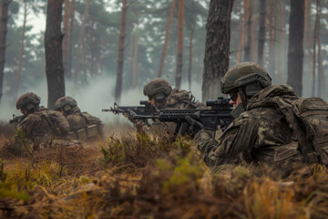 Elite Military Squad in Tactical Training Exercise