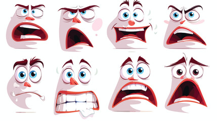 Cartoon faces. Expressive eyes and mouth