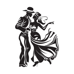 Dance couple Logo vector illustration silhouette Stock Vector, silhouette of a dancing couple