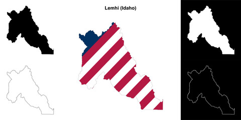 Lemhi County (Idaho) outline map set