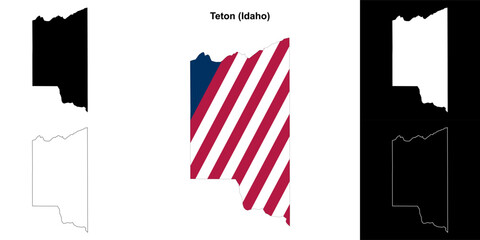 Teton County (Idaho) outline map set