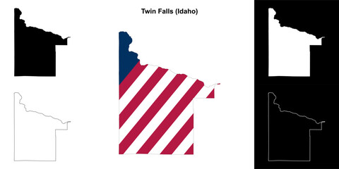 Twin Falls County (Idaho) outline map set