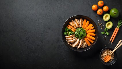 Bowl-Buddha--Buckwheat--pumpkin--chicken-fillet--avocado--carrots--On-a-black-background--Top-view--Free-space-for-your-text-.jpg