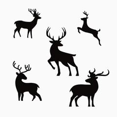 Set Of Black Deer Silhouettes