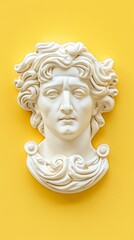 Ancient classical marble gypsum stoic, roman, greek bust, busts head sculpture against a colored background representing historical figures 