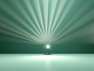 3D rendering of light mint green background with spotlight shining down on the center.