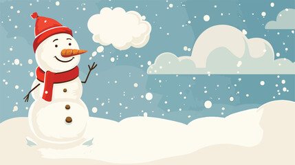 Cartoon snowman with thought bubble Flat vector isolated