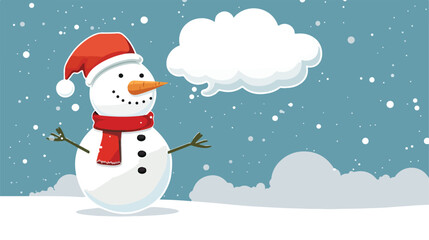 Cartoon snowman with thought bubble Flat vector isolated