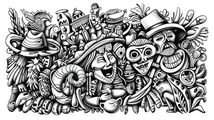 Cartoon vector doodles Latin America illustration.