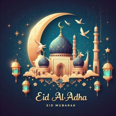 Eid al-Adha greeting card Eid Mubarak is a poster
