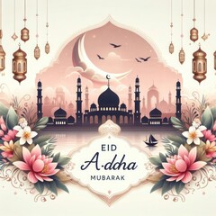Eid al-Adha greeting card Eid Mubarak is a poster