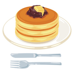 皿に盛られたあんバターパンケーキ