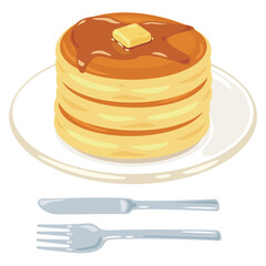 皿に盛られた厚みのあるパンケーキ