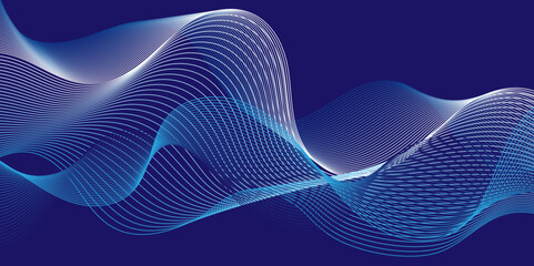 Abstract blue digital blend wave carve lines and technology white line background. Modern white flowing wave minimal and glowing moving lines. Futuristic technology and sound wave lines background.