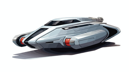 A futuristic spaceship with a sleek metallic exterior