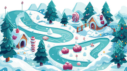 Christmas game rad map board with winter snow
