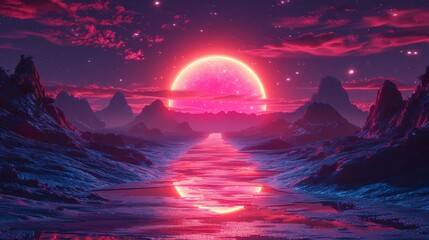 At sunset, the road to infinity is shown in modern format.