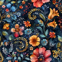 Fotobehang Shannon Fabrics Digital Cuddle Paisley Floral © Chanyapat