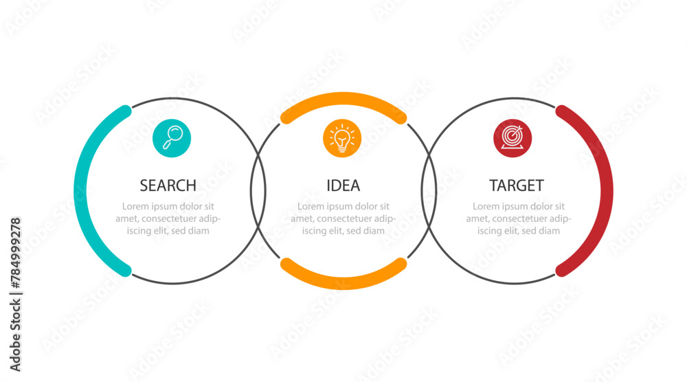 Poster Infographic template vector with 3 step circle line connected